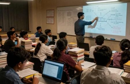 Students preparing at coaching institutes after NEET UG 2026 cancellation