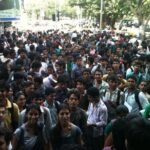 Students during university admission and counselling season in India