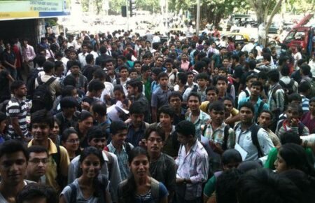 Students during university admission and counselling season in India