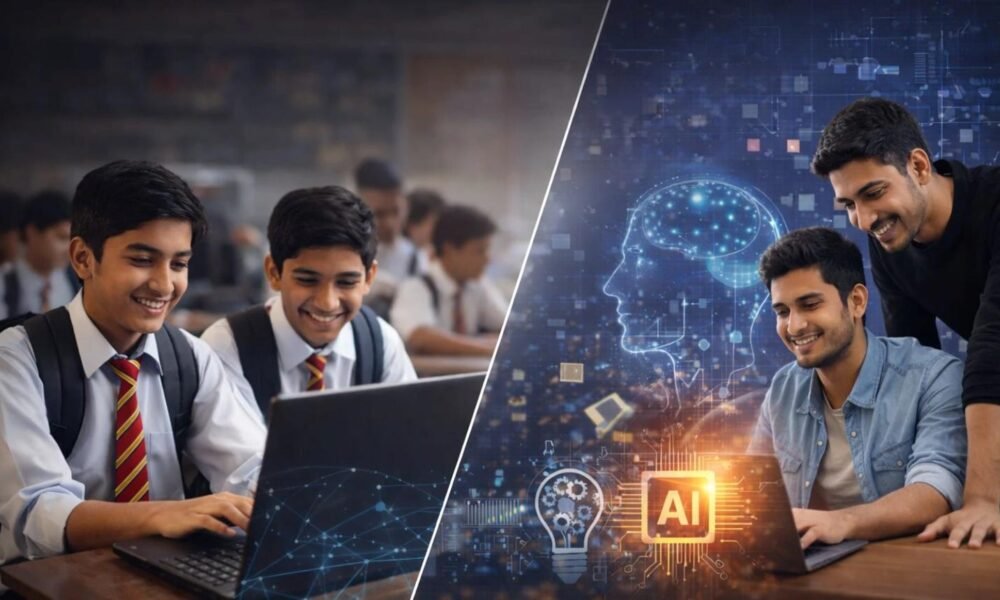College students learning AI, coding, and finance skills in India