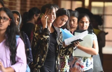 students outside exam centre CUET UG 2026 india entrance exam