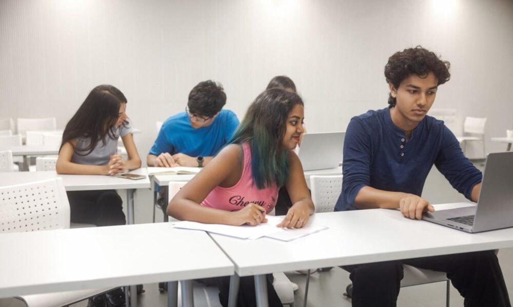 College students participating in a skill development training session.