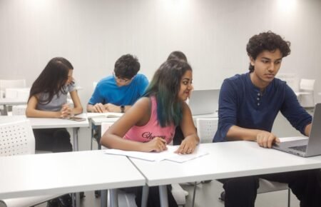 College students participating in a skill development training session.