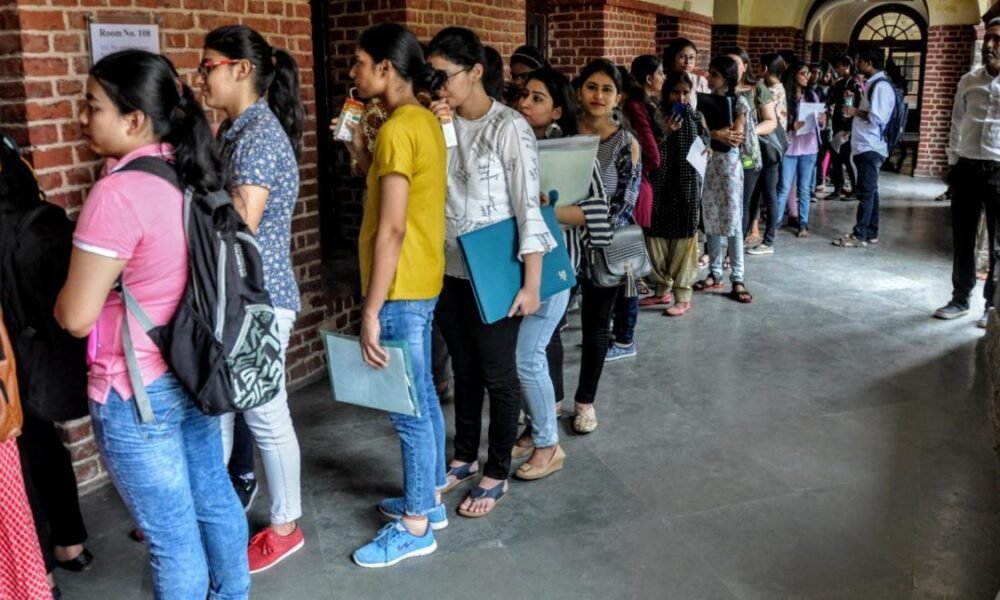 Students during university admission season in India