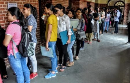 Students during university admission season in India