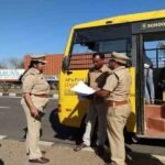 School safety and student transport arrangements at an Indian school campus.
