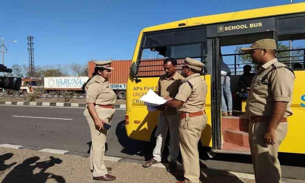 School safety and student transport arrangements at an Indian school campus.