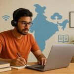University students using digital academic systems in higher education.