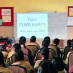 Students attending a cyber safety awareness session in a Delhi school.