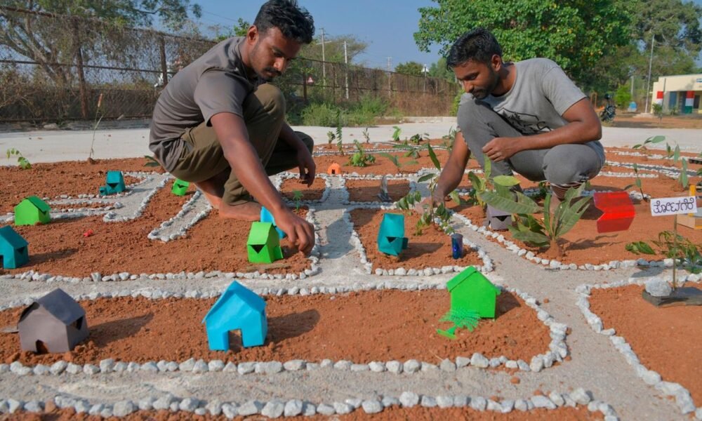 Students learning about modern agriculture and farming practices during an educational programme.