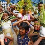 Students participating in environmental awareness and climate education activities.