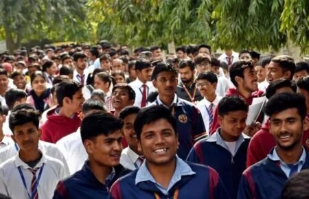 Students attending classes in a government school in Bihar.
