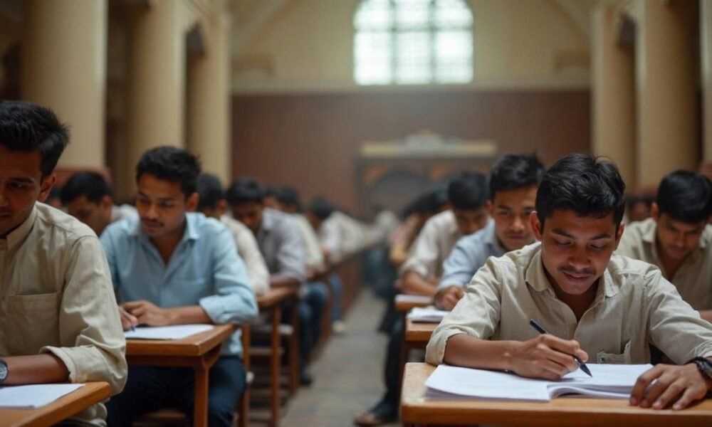 Students appearing for a competitive examination in India.