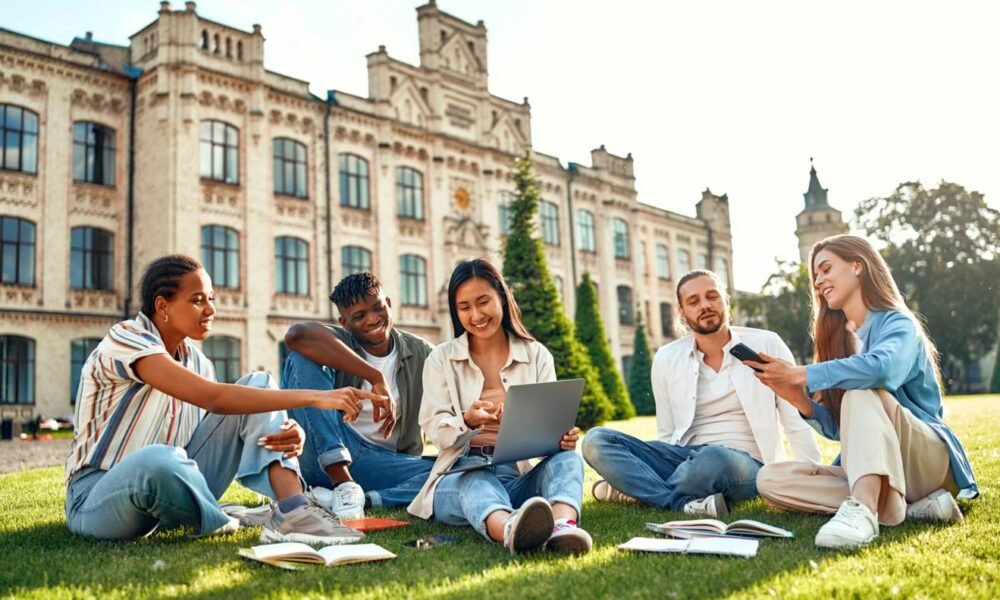 New university students participating in an orientation and campus awareness program.