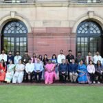 Students visiting a university campus during the admission season.