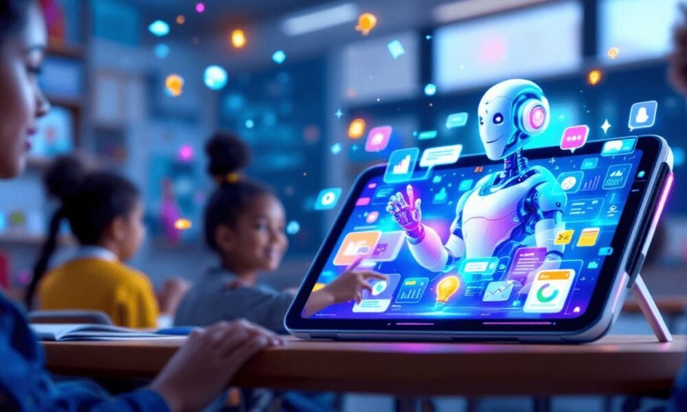 Student using an AI-powered learning platform for personalized education.
