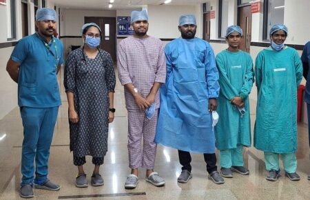 Healthcare professionals involved in organ transplantation and donor care.