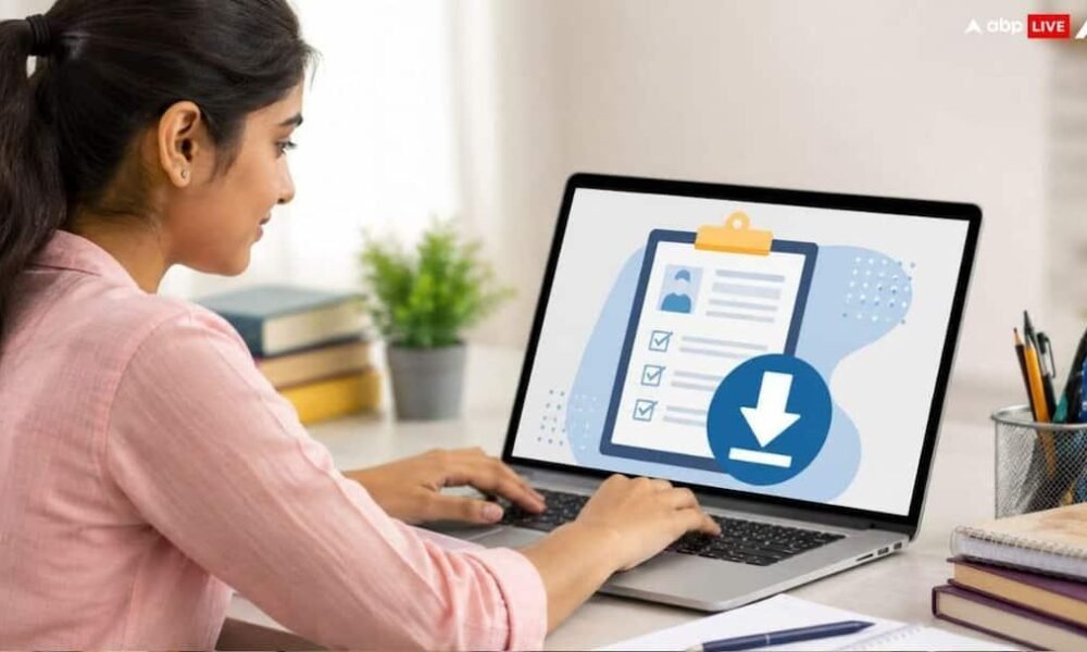 A candidate downloading the UPTET 2026 admit card online.