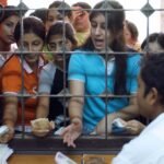 Students participating in university admission and counselling activities in India.