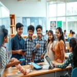 Indian university students participating in modern higher education activities.