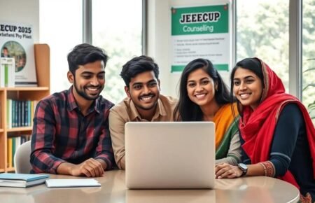 Students checking the JEECUP 2026 Round 2 seat allotment result online.