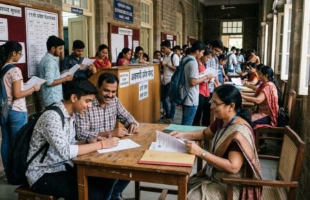 Students checking the Maharashtra Polytechnic 2026 final merit list online.