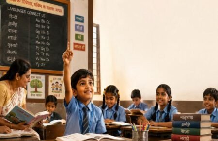 Students attending a language class in a CBSE-affiliated school.