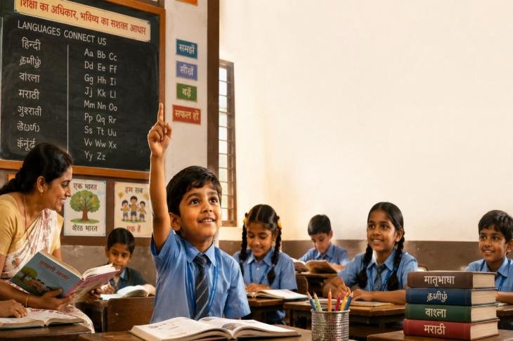 Students attending a language class in a CBSE-affiliated school.