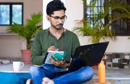 College students accessing online learning courses through a digital platform.
