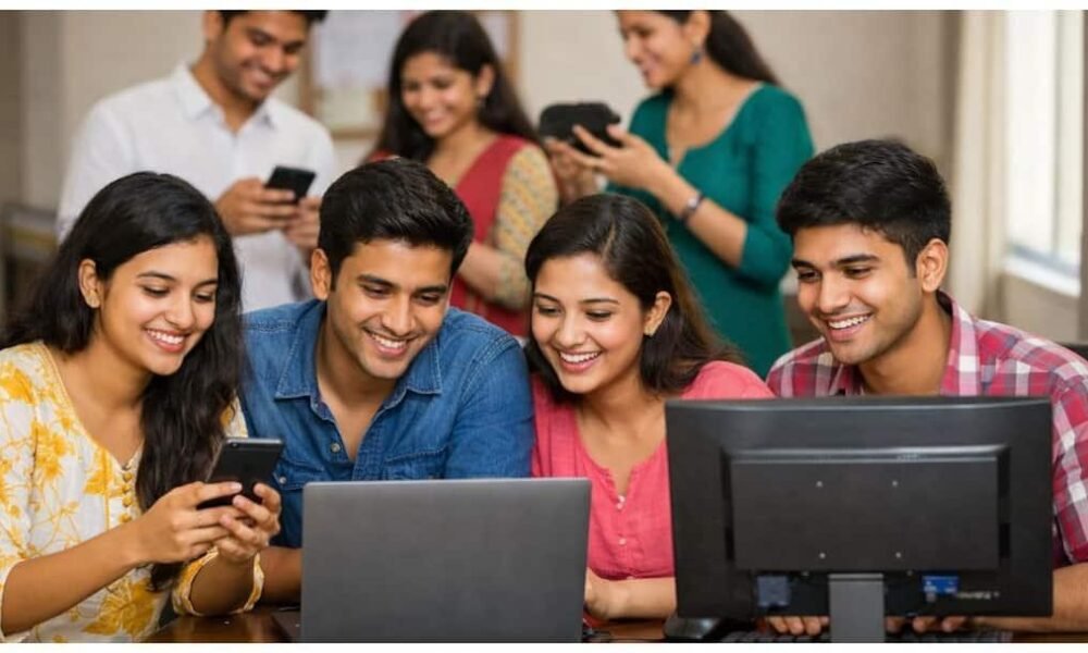 Students checking AP EAPCET 2026 results online.