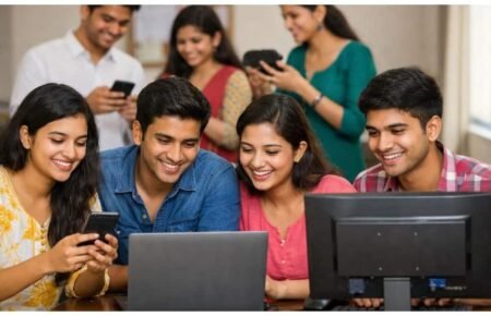 Students checking AP EAPCET 2026 results online.