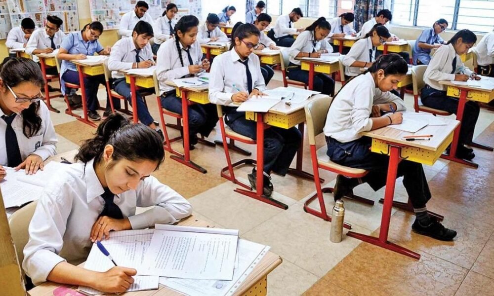 Students appearing for a CBSE Class 12 board examination.