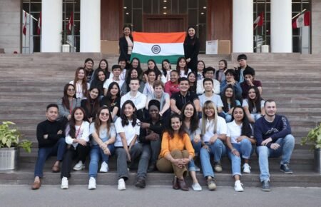University students participating in an international academic collaboration programme.