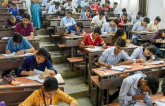 Candidates appearing for a computer-based competitive examination at an exam centre.