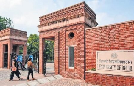 Students on the Delhi University campus ahead of the new academic session.