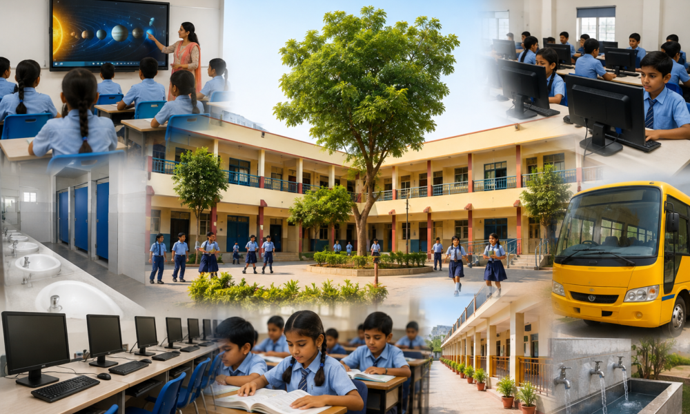 Indian college students attending classes at a technical education campus