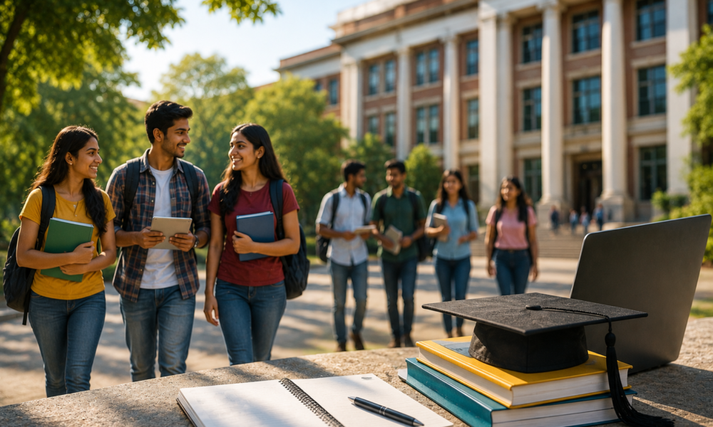 Indian college students attending classes at a technical education campus