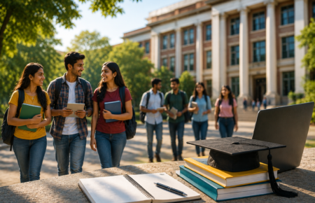 Indian college students attending classes at a technical education campus