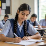 Students in India studying at school with information about the NMMSS government scholarship