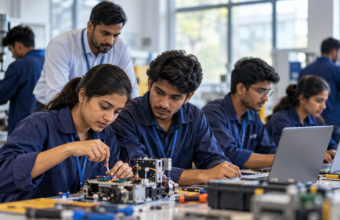 Indian students attending a vocational skill development training session