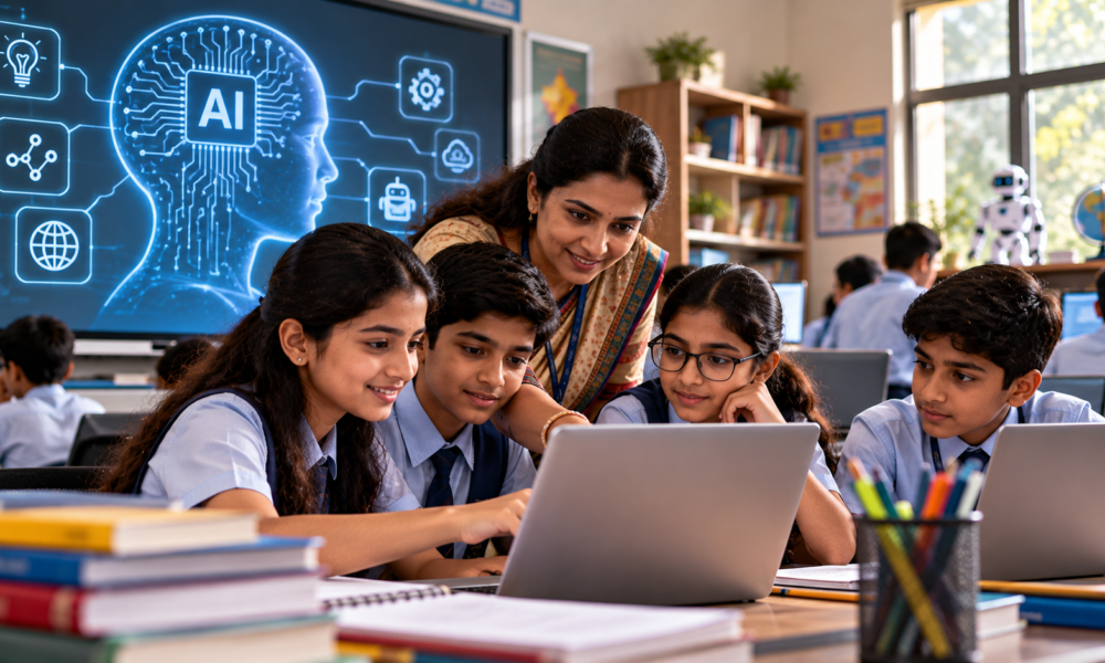 Indian school students learning artificial intelligence