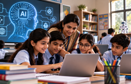 Indian school students learning artificial intelligence